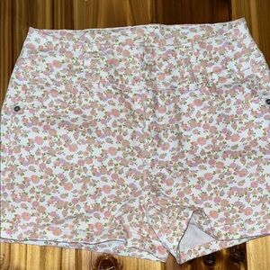 No Boundaries Pink and Cream Floral High waisted Jean Shorts